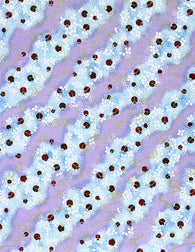 542C Yuzen Chiyogami--ladybugs on purple, gold, white and blue background